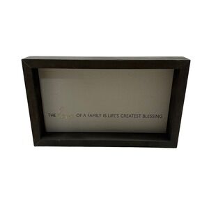 Family Blessing Shadow Box Wall Art Dark Wood Frame Canvas Quote 9.5x5.5 inch